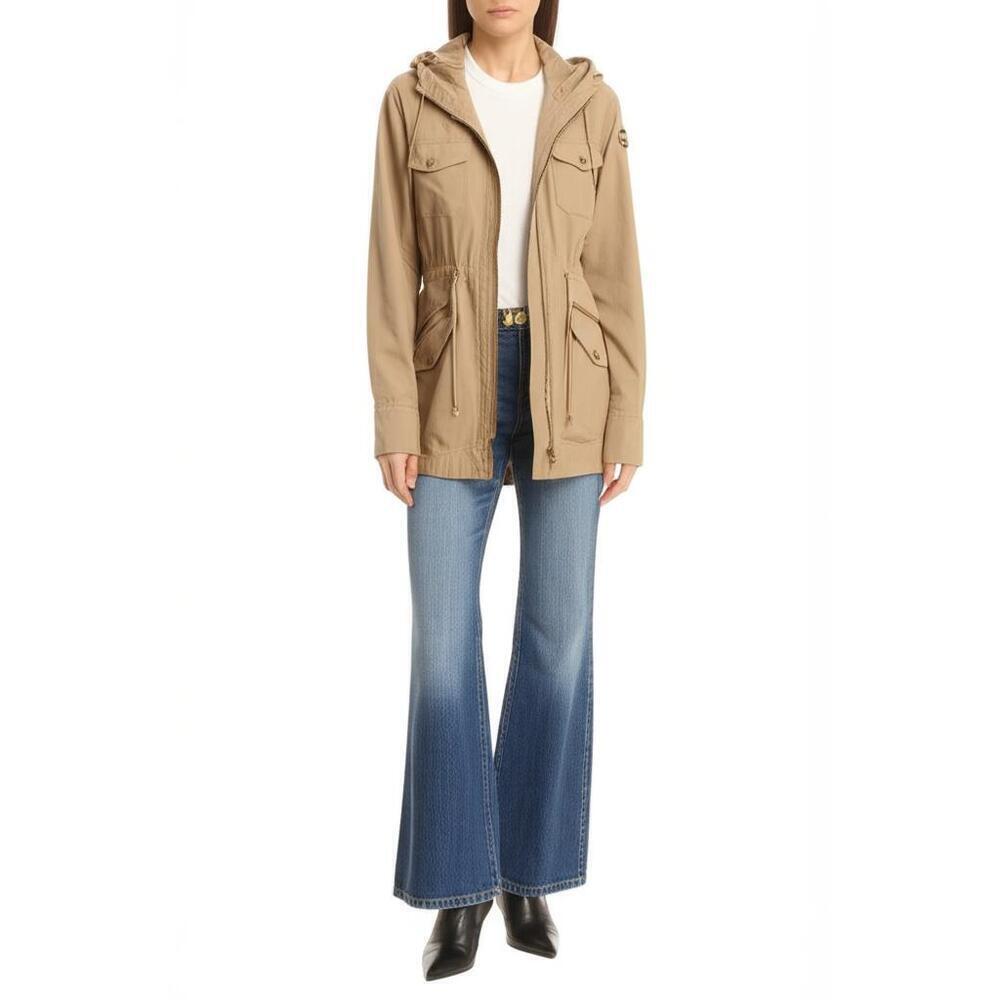 MICHAEL Michael Kors Womens S Beige Hooded Anorak Jacket Drawstring